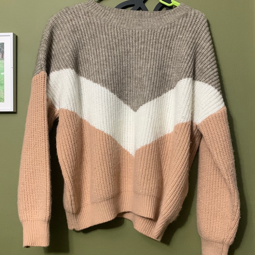 Block color knit cardigan